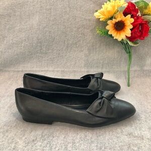 Predictions Black Vegan Loafers with Bow Front